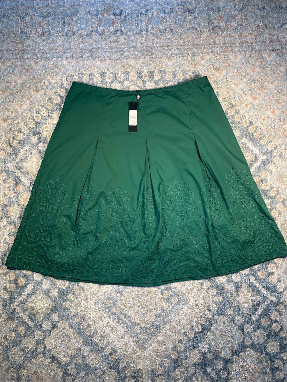 Talbots Dark Green A-Line Eyelet Skirt